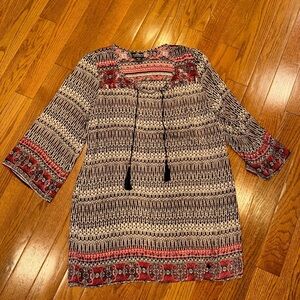 Angie Bohemian Beachy Dress Cover Up with‎ Tassels Medium